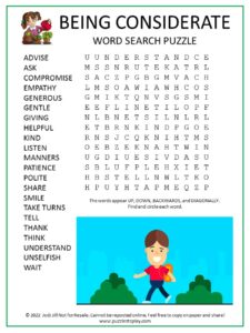 Being Considerate Word Search Puzzle