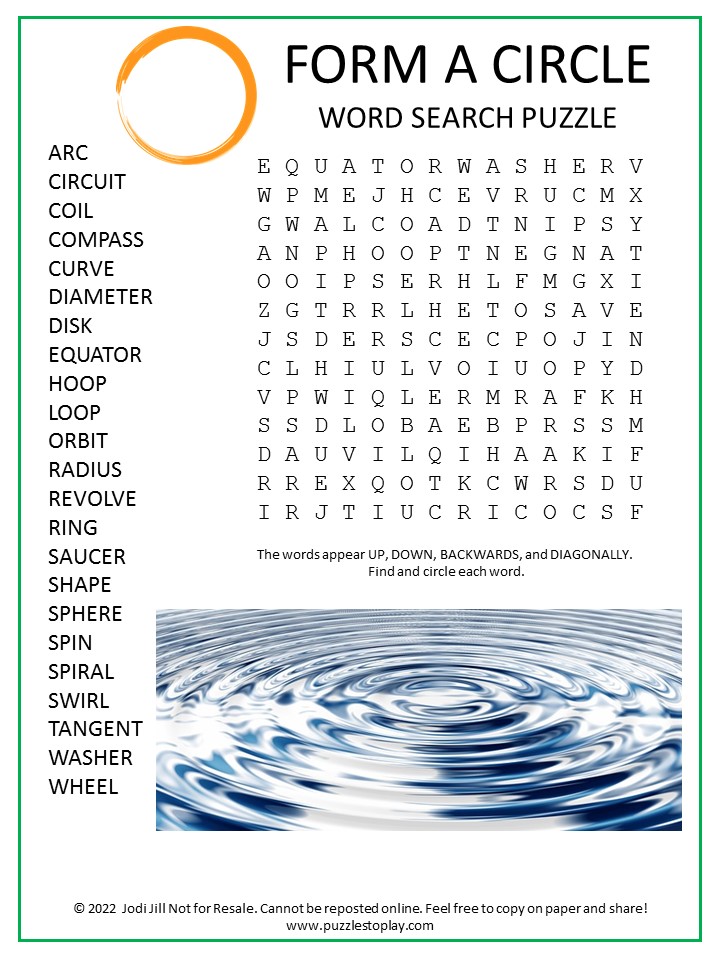 Form a Circle Word Search Puzzle