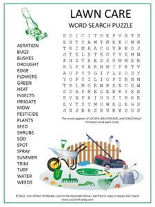 Lawn Care Word Search Puzzle