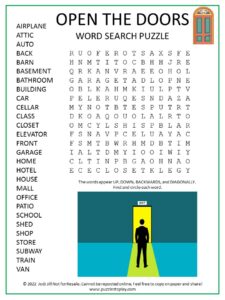 Open the Doors Word Search Puzzle