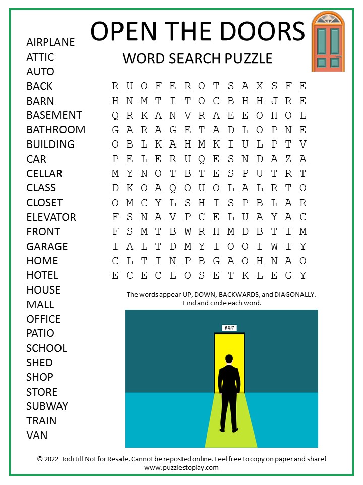 Open the Doors Word Search Puzzle