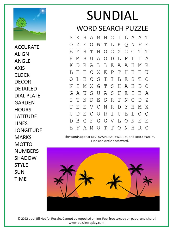 Sundial Word Search Puzzle