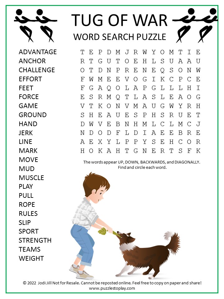 Tug of War Word Search Puzzle