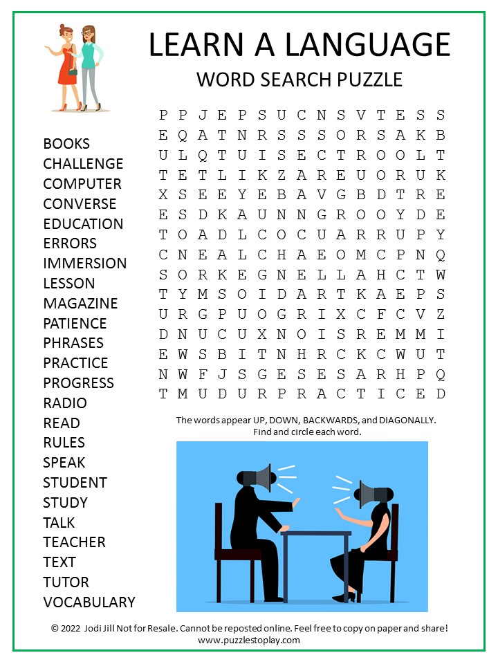 Learn a Language Word Search Puzzle