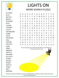 Lights On Word Search Puzzle
