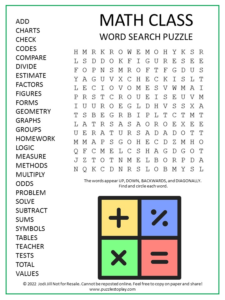 math word search