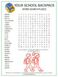 School Backpack Word Search Puzzle