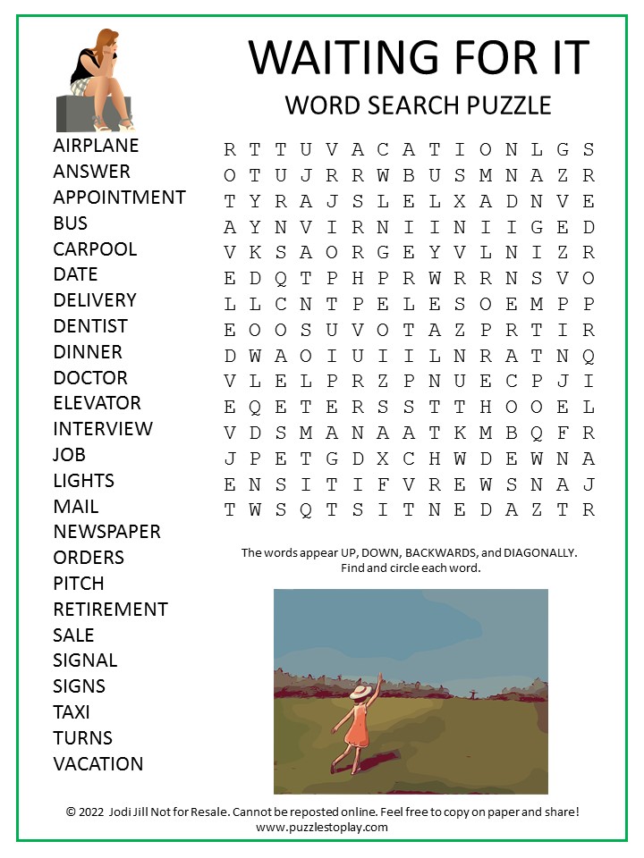 Waiting For It Word Search Puzzle