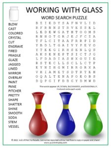 Working With Glass Word Search Puzzle