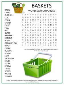 PDF of a Baskets Word Search Puzzle to Download