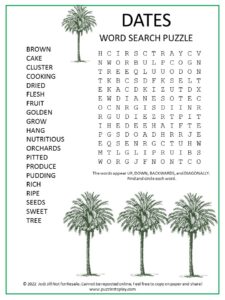 Dates Word Search Puzzle