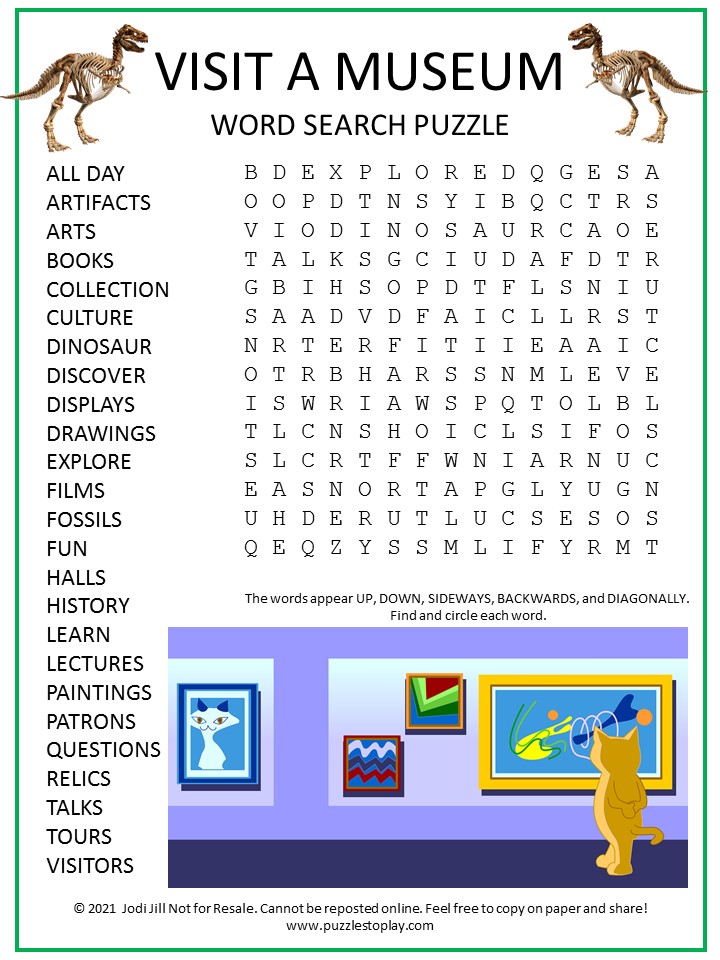 Visit a Museum Word Search Puzzle