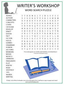 writers workshop word search puzzle