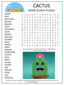 Cactus Word Search Puzzle