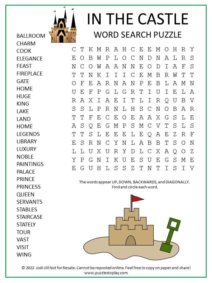 In the Castle Word Search Puzzle