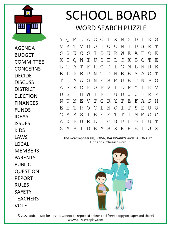 School Board Word Search Puzzle