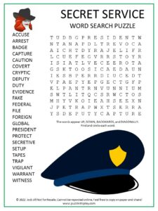 Secret Service Word Search Puzzle