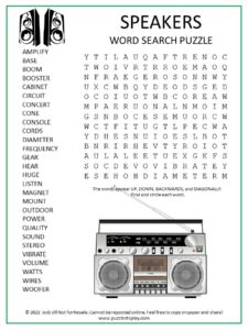 Speakers Word Search puzzle