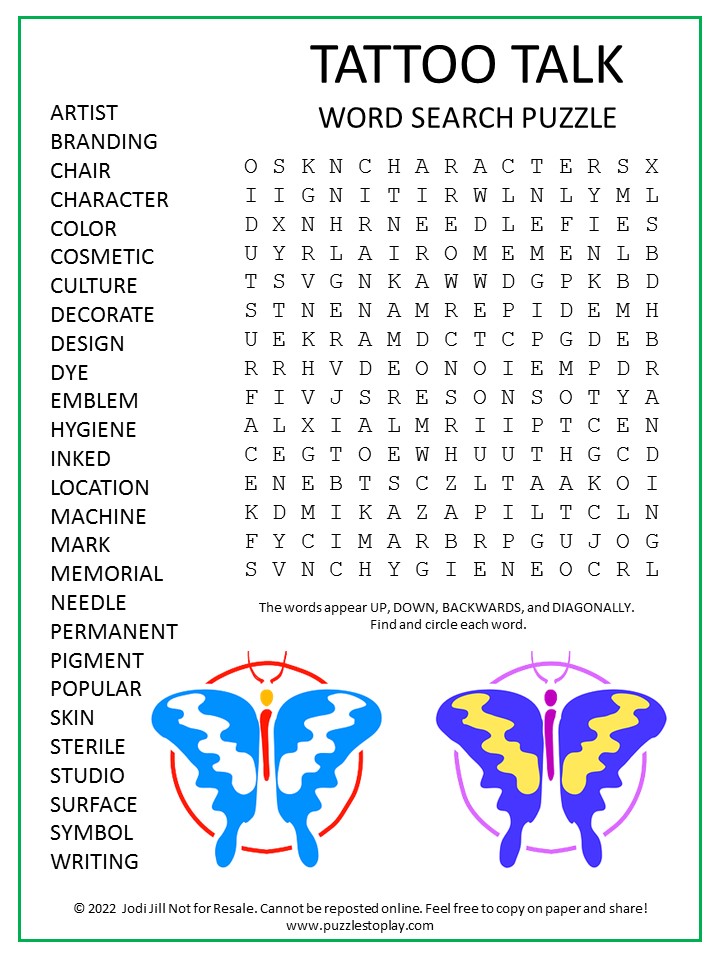 Tattoo word search  WordMint