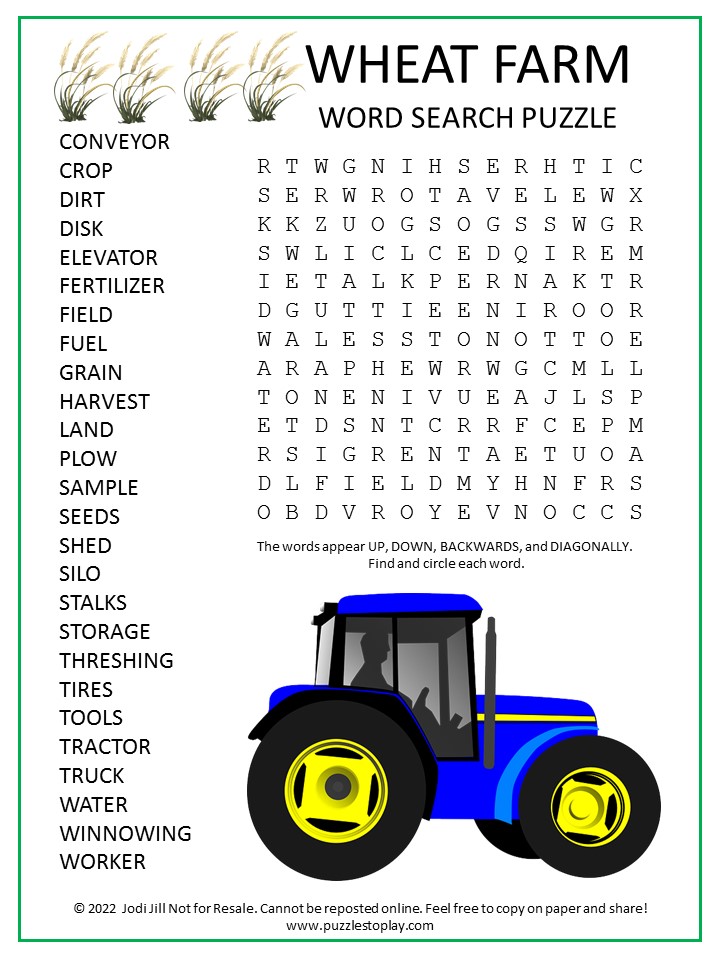 Wheat Farm Word Search Puzzle