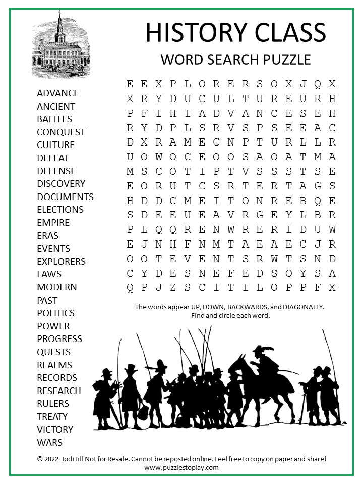 History Class Word Search Puzzle