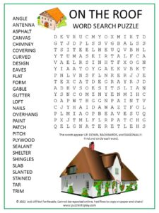 On the Roof Word Search Puzzle