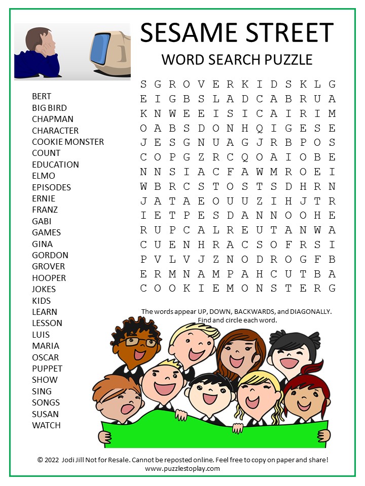 Sesame Street Word Search Puzzle