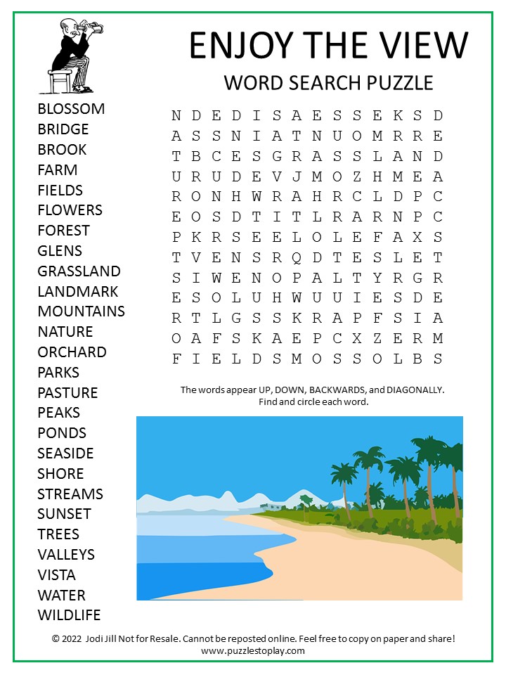 Enjoy the View Word Search Puzzle