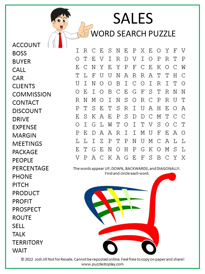 Sales Word Search Puzzle - Puzzles to Play