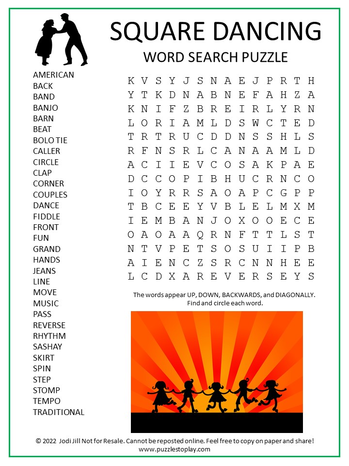 Square Dancing Word Search Puzzle - Puzzles to Play