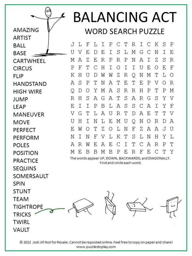 Balancing Act Word Search Puzzle Puzzles To Play