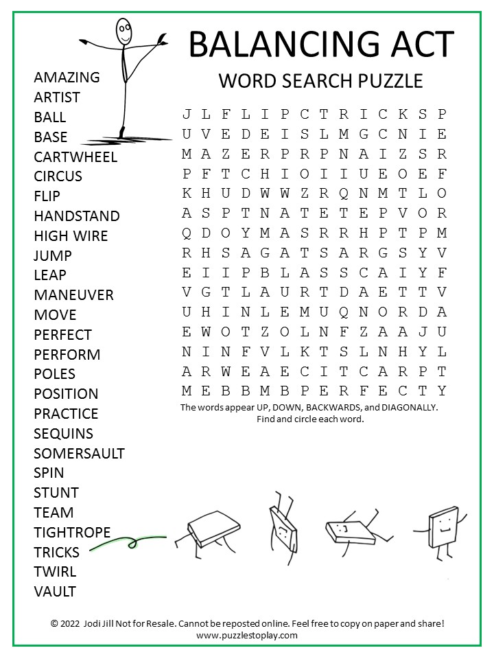 Balancing Act Word Search Puzzle