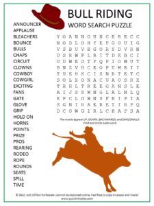 Bull Riding Word Search
