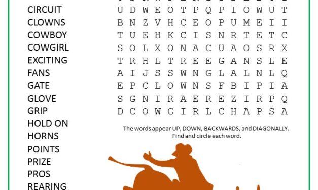 Bull Riding Word Search Puzzle