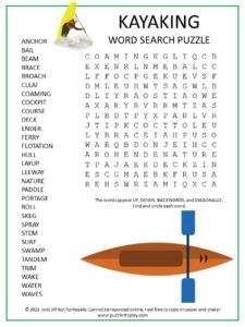 Kayaking Word Search Puzzle