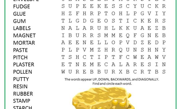 Sticky Word Search Puzzle