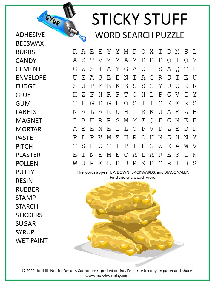 Sticky Word Search Puzzle
