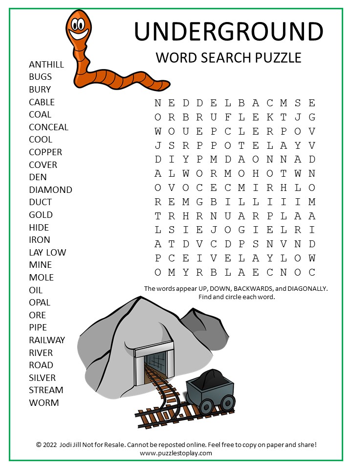 Underground Word Search Puzzle