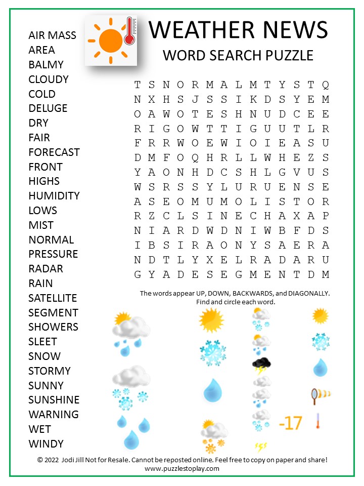 Weather News Word Search Puzzle