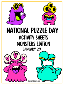 National Puzzle Day Activity Sheets Monsters Worksheets