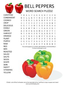 Bell Peppers Word Search Puzzle