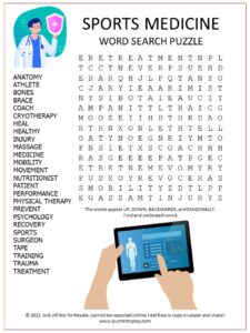 New Sports Medicine Word Search Puzzle Image