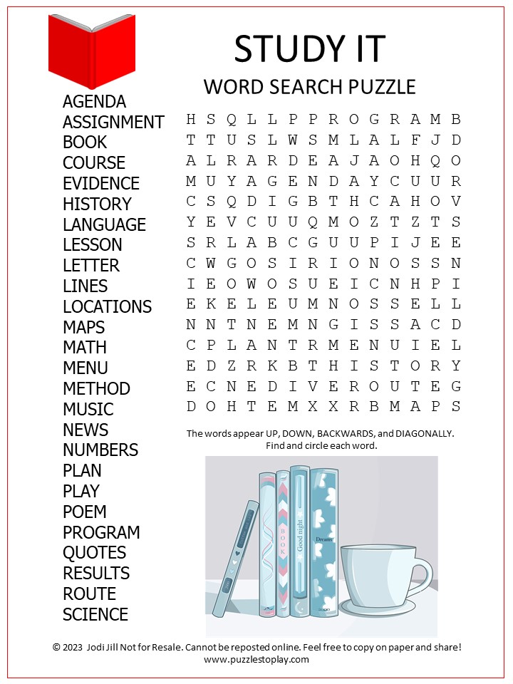 Study Word Search Puzzle