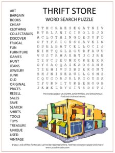 Thrift Store Word Search Puzzle