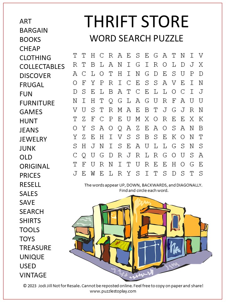 Clothing Word Search FREE Printable