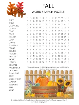 New Fall word search Puzzle Photo