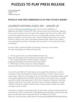 New National Puzzle Day Press release